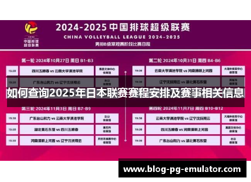 如何查询2025年日本联赛赛程安排及赛事相关信息