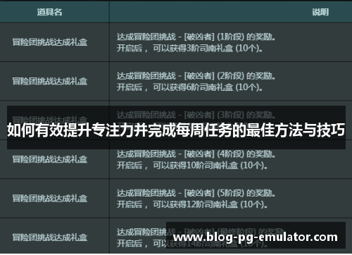 如何有效提升专注力并完成每周任务的最佳方法与技巧