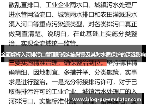 全面解析入河排污口管理新规实施背景及其对水质保护的深远影响